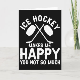 Ice Hockey Vintage Mask Ice Hockey Makes Me Happy  Card