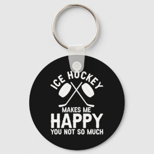 Ice Hockey Vintage Mask Ice Hockey Makes Me Happy Key Ring