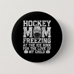 Ice Hockey Vintage Mom Mother Hockey Mom Freezing  6 Cm Round Badge