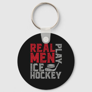 Ice Hockey Vintage Real Men Play Ice Hockey (1)  Key Ring