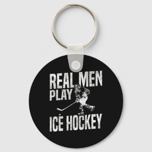Ice Hockey Vintage Real Men Play Ice Hockey Key Ring