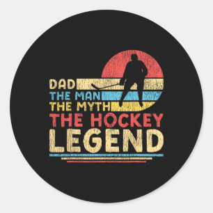 Ice Hockey Vintage Retro Dad Father Dad The Man Th Classic Round Sticker