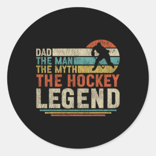 Ice Hockey Vintage Retro Dad Father Dad The Man Th Classic Round Sticker