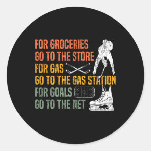 Ice Hockey Vintage Retro For Groceries Go To The S Classic Round Sticker