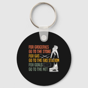 Ice Hockey Vintage Retro For Groceries Go To The S Key Ring