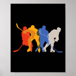 Ice Hockey Vintage Retro Ice Hockey Player Gift  Poster
