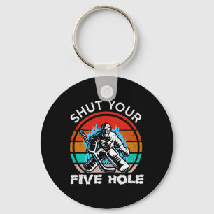 Ice Hockey Vintage Retro Shut Your Five Hole Men's Key Ring
