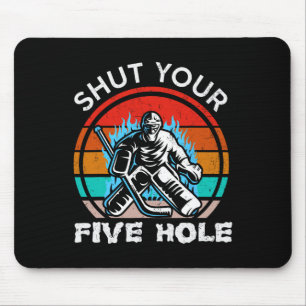 Ice Hockey Vintage Retro Shut Your Five Hole Men's Mouse Pad