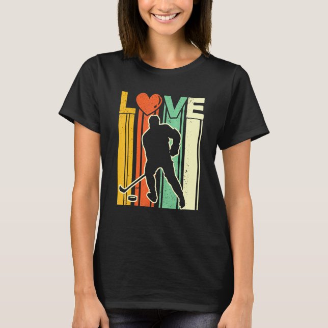 Ice Hockey Winter Sport- Icehockey Player Love Ret T-Shirt (Front)