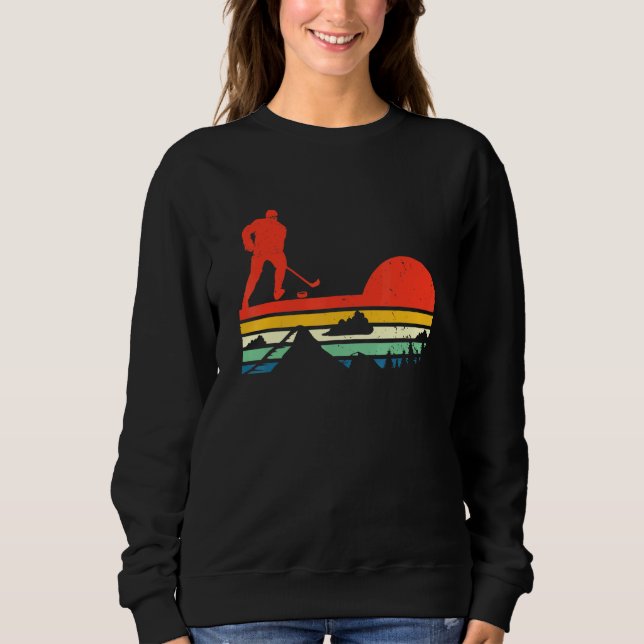 Ice Hockey Winter Sports Icehockey Art Retro Sunse Sweatshirt (Front)