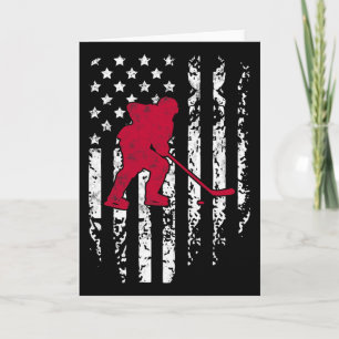 Ice Hockey Winter Sports Vintage American Flag Pat Card