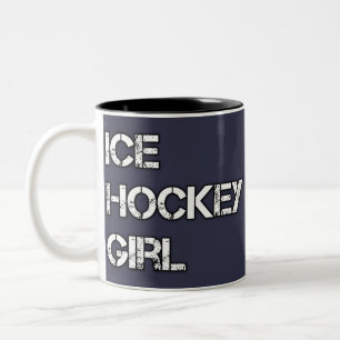 Ice hokey girl Two-Tone coffee mug