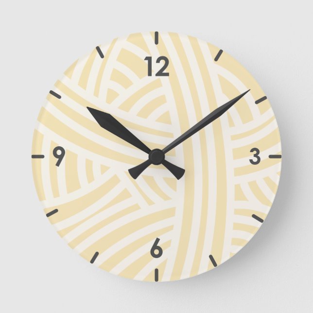 Ice Lemon Abstract Stylized Yarn Ball Round Clock (Front)