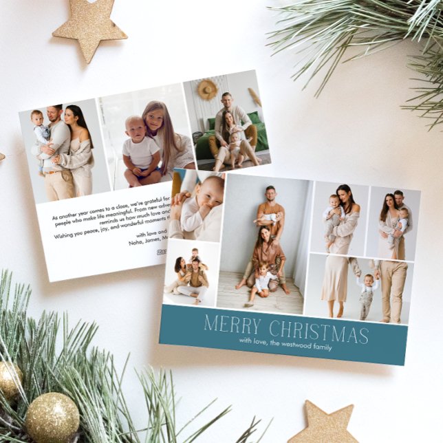 ICE Merry Christmas Elegant 9 Collage Multi-Photo  Holiday Card (Creator Uploaded)