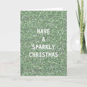 Ice Mint Faux Glitter Holiday Card