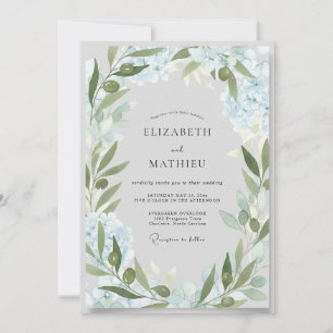 Ice Olive Foliage Eucalyptus Wedding Invitation