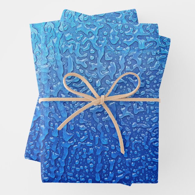 Ice On Blue Metal  Wrapping Paper Sheet (In situ)