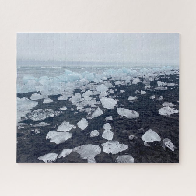 Ice on Diamond Beach in Iceland Jigsaw Puzzle (Horizontal)