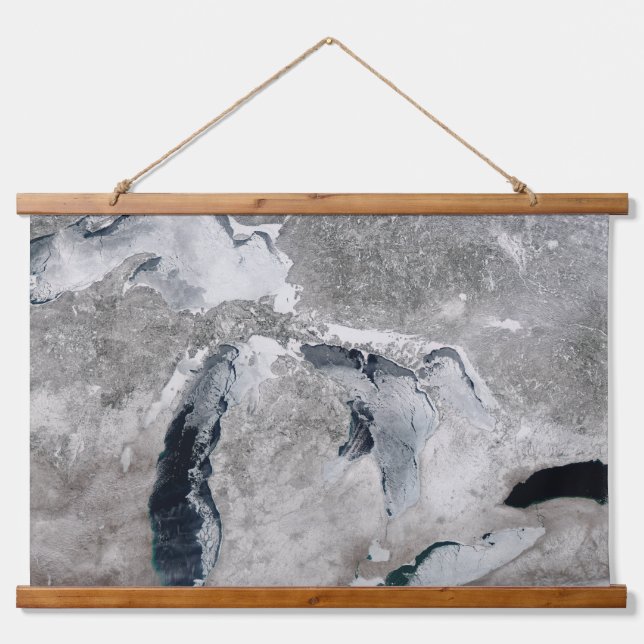 Ice On The Great Lakes, United States. Hanging Tapestry (Front)