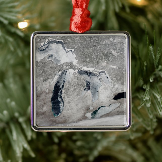 Ice On The Great Lakes, United States. Metal Ornament (Tree)