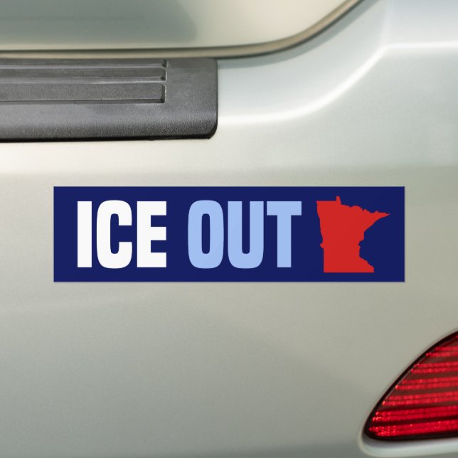 ICE Out Minnesota anti-ICE Protest Bumper Sticker (On Car)