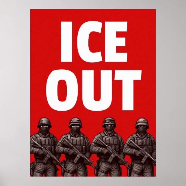 ICE OUT poster sign and download,  (Front)