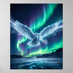 Ice Owl Frozen Tundra Sky Poster