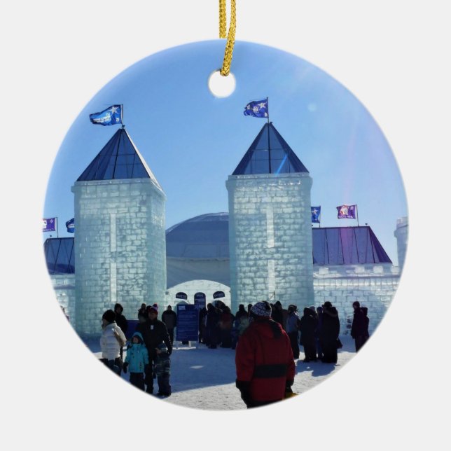 Ice Palace at Carnaval de Quebec, Canada Ceramic Ornament (Front)