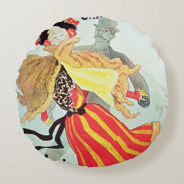 Ice Palace', Champs Elysees, Paris, 1893 Round Cushion (Front)