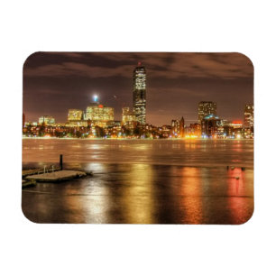 Ice partially melted on Charles River in Boston Magnet