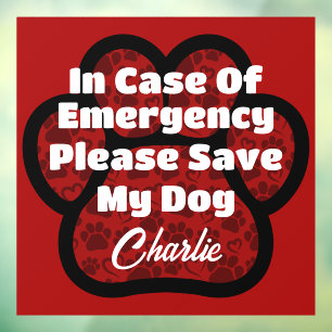 ICE Pet Safety Alert Red Paw Print Heart Name