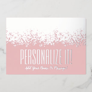 Ice Pink With Silver Foil Glitzy Border Card