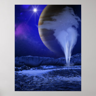 Ice Plume Jupiter Moon Europa Concept Art Poster