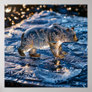 Ice Polar Bear Fantasy Cool Winter Decor Print 🎁