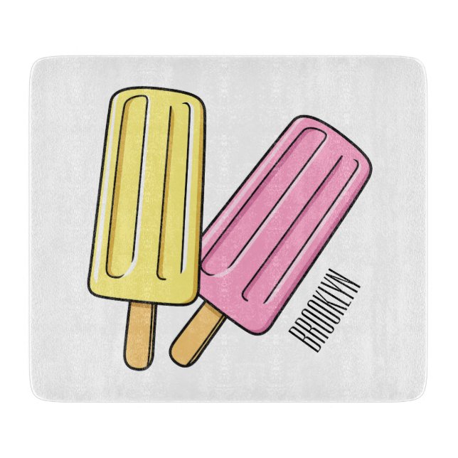 Ice pop cartoon illustration cutting board (Front)
