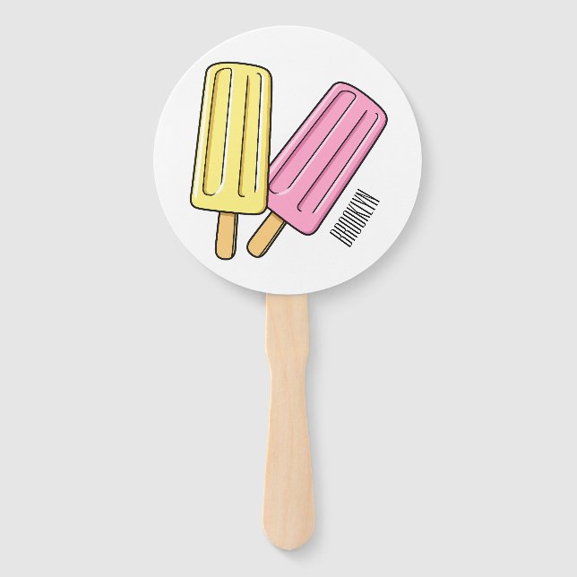 Ice pop cartoon illustration  hand fan (Front)