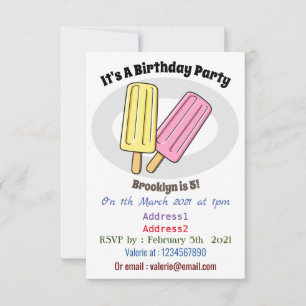 Ice pop cartoon illustration invitation