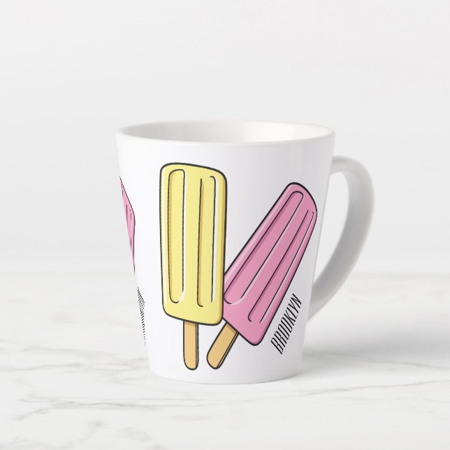 Ice pop cartoon illustration   latte mug (Right Angle)