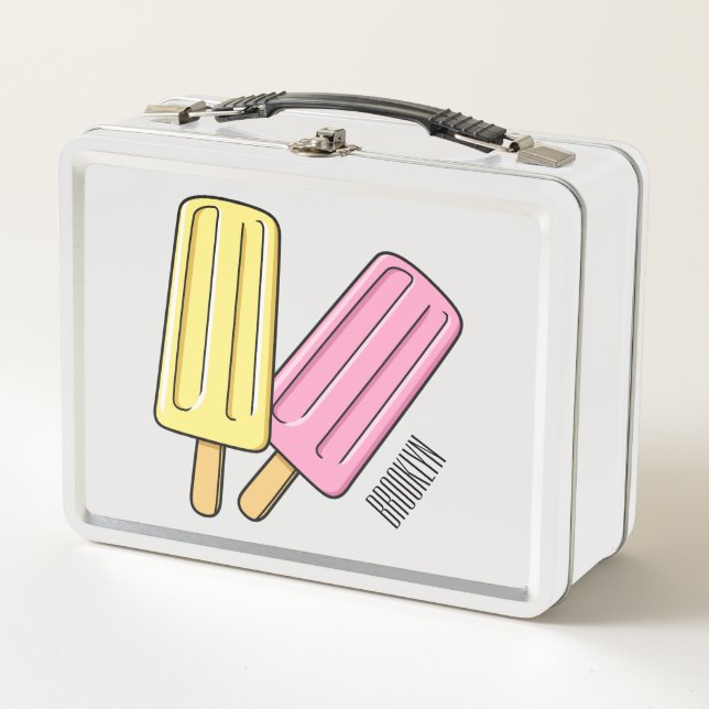Ice pop cartoon illustration  metal lunch box (Front)
