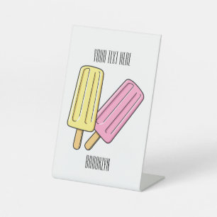 Ice pop cartoon illustration pedestal sign