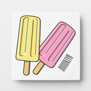 Ice pop cartoon illustration plaque
