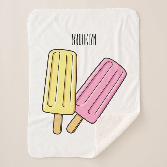 Ice pop cartoon illustration sherpa blanket (Front)