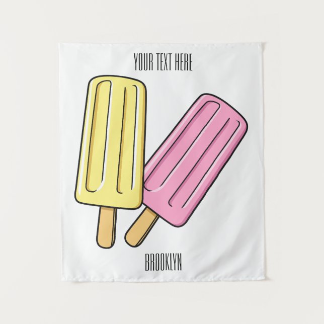Ice pop cartoon illustration tapestry (Front)