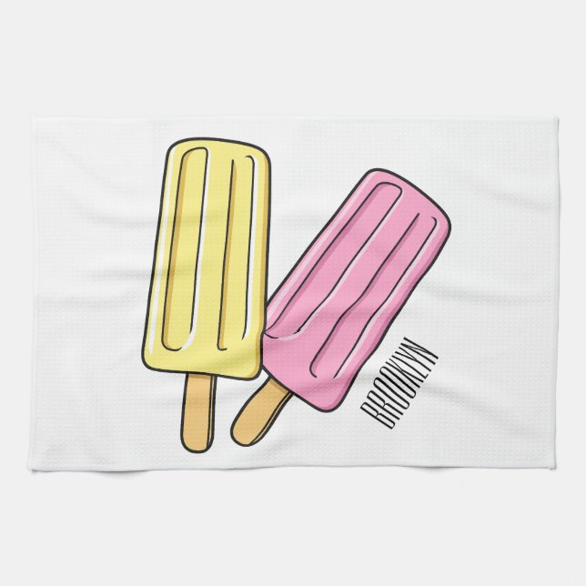 Ice pop cartoon illustration tea towel (Horizontal)