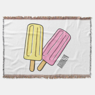 Ice pop cartoon illustration throw blanket