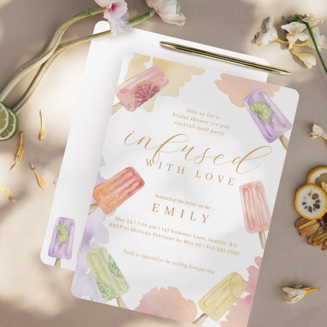 Ice Pop Cocktail Bridal Shower Infused With Love Invitation (Creator Uploaded)