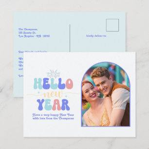 Ice Pop Retro New Year Retro Modern Blue Photo Holiday Postcard