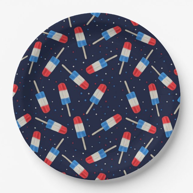 Ice Pops At Night Paper Plate (Front)