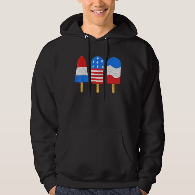 Ice Pops Red White Blue American Flag 4th Of July  Hoodie (Front)