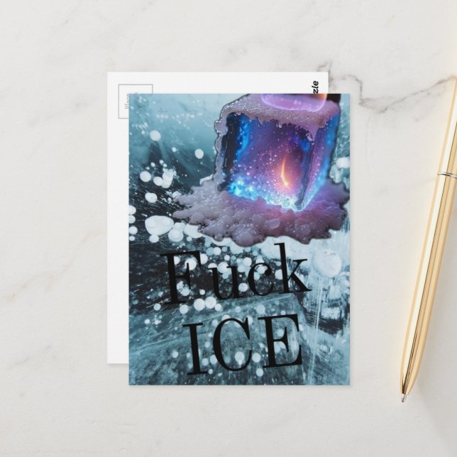 Ice protest typography postcard (Front/Back In Situ)